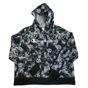 Champion Gray/Black Marbled Print, Athletic Hoodie- XL